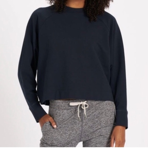 Vuori Tops - Vuori Cropped Navy Blue Sweatshirt Small
